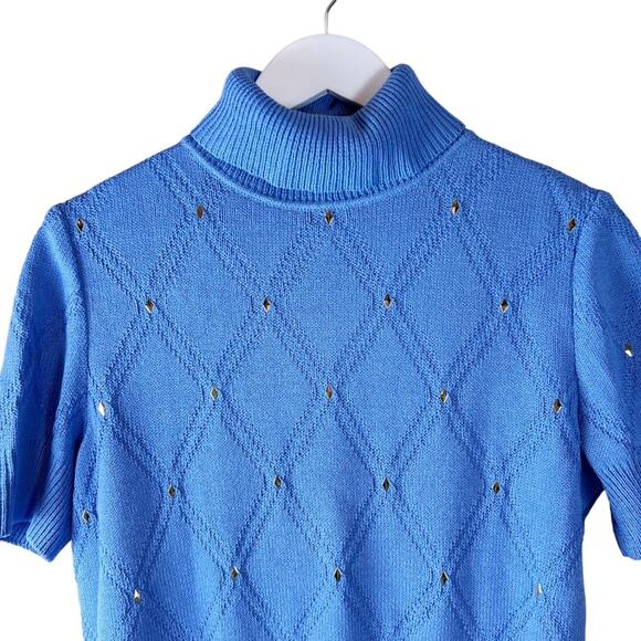St John Sport Essentials‎ Womens S Rhinestone Turtleneck Knit Marie Gray Blue - Picture 3 of 7
